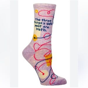 New BLUE Q women’s fun socks The Three Things I Hate Most Are Math
